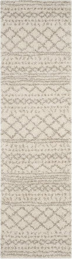 SAFAVIEH Arizona Shag Collection Runner Rug - 2'3" x 12', Ivory & Beige, Moroccan Design, Non-Shedding & Easy Care, 1.6-inch Thick Ideal for High Traffic Areas in Living Room, Bedroom (ASG741A)