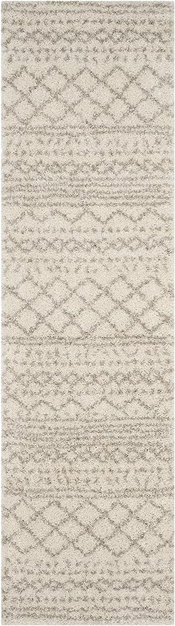 SAFAVIEH Arizona Shag Collection 2'3" x 20' Ivory/Beige ASG741A Moroccan Non-Shedding 1.6-inch Thick Living Room Dining Entryway Foyer Hallway Runner Rug