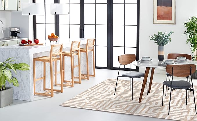SAFAVIEH Amsterdam Collection Area Rug - 9' x 12', Ivory & Mauve, Modern Abstract Design, Non-Shedding & Easy Care, Ideal for High Traffic Areas in Living Room, Bedroom (AMS106A)