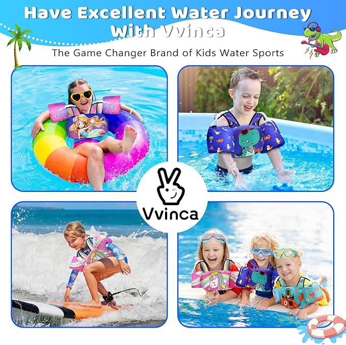 Vvinca Separable Toddler Swim Vest Fit 22-66 Lbs（1-6 Years）|2025 Newest 3 in 1 Pool Float & Arm Bands Boys and Girls, Adjustable Sturdy Safety for Infant 1 2 3 4 5 6 Year