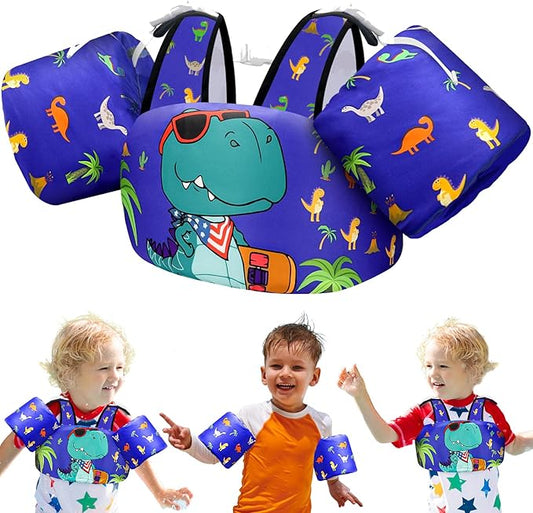 Vvinca Separable Toddler Swim Vest Fit 22-66 Lbs（1-6 Years）|2025 Newest 3 in 1 Pool Float & Arm Bands Boys and Girls, Adjustable Sturdy Safety for Infant 1 2 3 4 5 6 Year