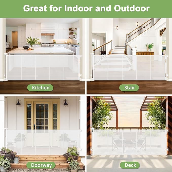 Reinforced 100 Inch Retractable Baby Gates for Doorways Extra Wide Baby Gates for Large Openings with Support Rods Retractable Baby Gate for Stairs Mesh Dog Gate Retractable Outdoor Retractable Gate