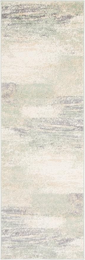 SAFAVIEH Adirondack Collection Runner Rug - 2'6" x 12', Ivory & Sage, Modern Abstract Design, Non-Shedding & Easy Care, Ideal for High Traffic Areas in Living Room, Bedroom (ADR112W)