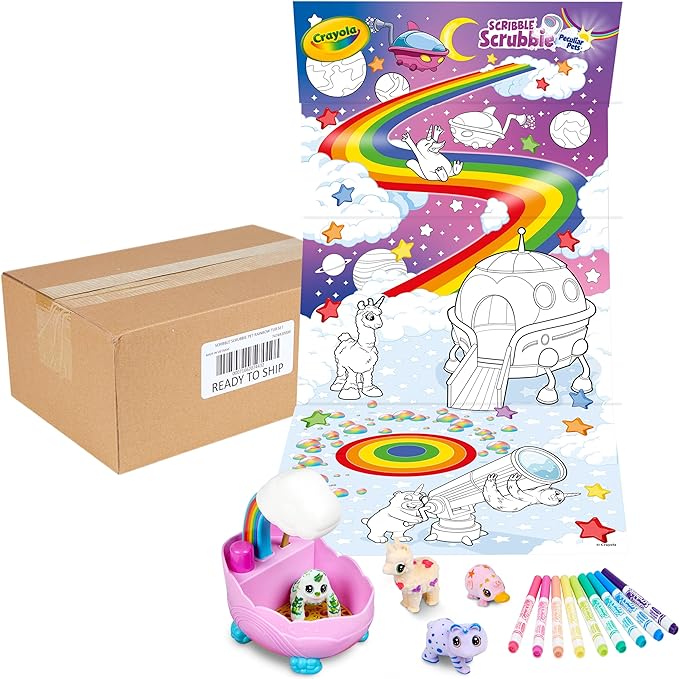 Crayola Scribble Scrubbie Peculiar Pets Rainbow Tub Set, Grooming Pet Toy for Girls & Boys, Toy Animal, Gifts for Kids, Ages 3+
