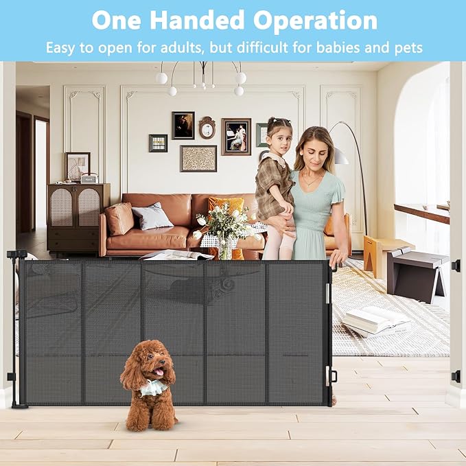 Reinforced Bottom 120 Inch Retractable Baby Gates Extra Wide Baby Gates for Large Openings 10 Ft Retractable Dog Gates for Doorways Extra Wide Outdoor Retractable Gates for Dogs Extra Long Pet Gate