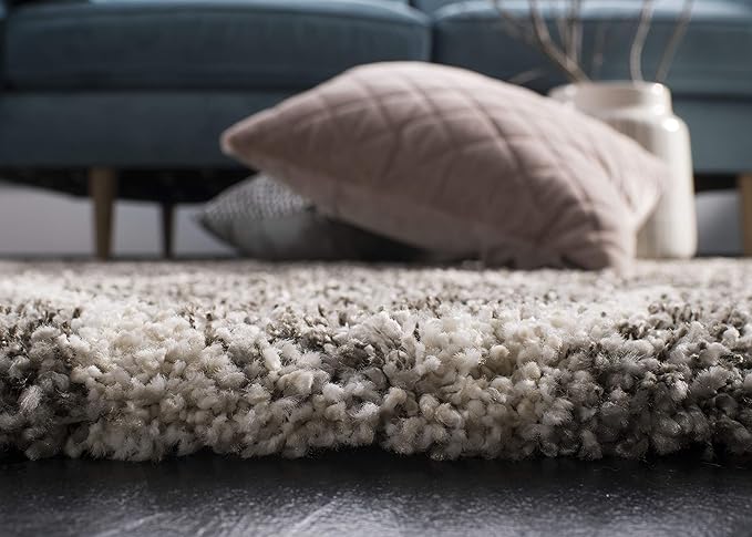 SAFAVIEH Hudson Shag Collection 9' Square Grey/Ivory SGH280B Moroccan Ogee Trellis Non-Shedding Living Room Bedroom Dining Room Entryway Plush 2-inch Thick Area Rug