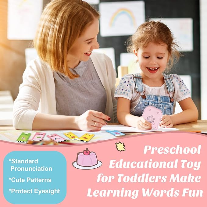 Bilingual Spanish & English Talking Flash Cards for Toddlers 1 2 3 4 5 6, Audible Toys Learning Spanish for Kids,Pocket Speech Therapy Toys Educational Learning Gift with 224 Sight Word