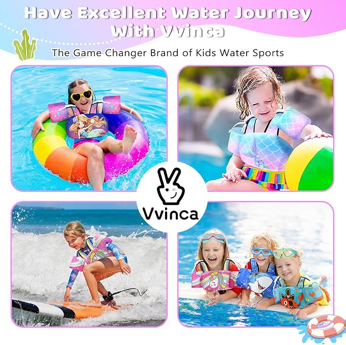 Vvinca Separable Toddler Swim Vest Fit 22-66 Lbs（1-6 Years）|2025 Newest 3 in 1 Pool Float & Arm Bands Boys and Girls, Adjustable Sturdy Safety for Infant 1 2 3 4 5 6 Year
