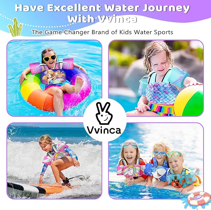 Vvinca Separable Toddler Swim Vest Fit 22-66 Lbs（1-6 Years）|2025 Newest 3 in 1 Pool Float & Arm Bands Boys and Girls, Adjustable Sturdy Safety for Infant 1 2 3 4 5 6 Year