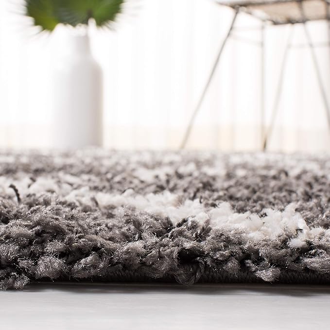 SAFAVIEH Dallas Shag Collection 2'3" x 8' Dark Grey/Ivory SGDS257A Trellis Non-Shedding Living Room Bedroom Dining Room Entryway Plush 1.5-inch Thick Runner Rug
