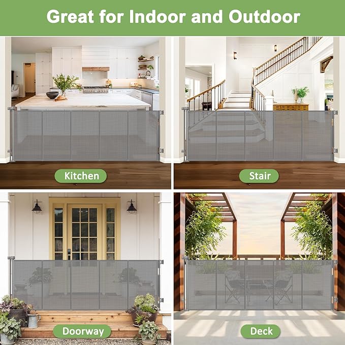 Reinforced 100 Inch Extra Long Baby Gates for Large Openings Retractable Baby Gate Retractable Dog Gate for Doorways Extra Wide Mesh Baby Gate Retractable Child Gates for Wide Openings Large Baby Gate