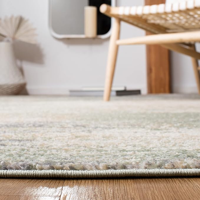 SAFAVIEH Adirondack Collection Runner Rug - 2'6" x 12', Ivory & Sage, Modern Abstract Design, Non-Shedding & Easy Care, Ideal for High Traffic Areas in Living Room, Bedroom (ADR112W)