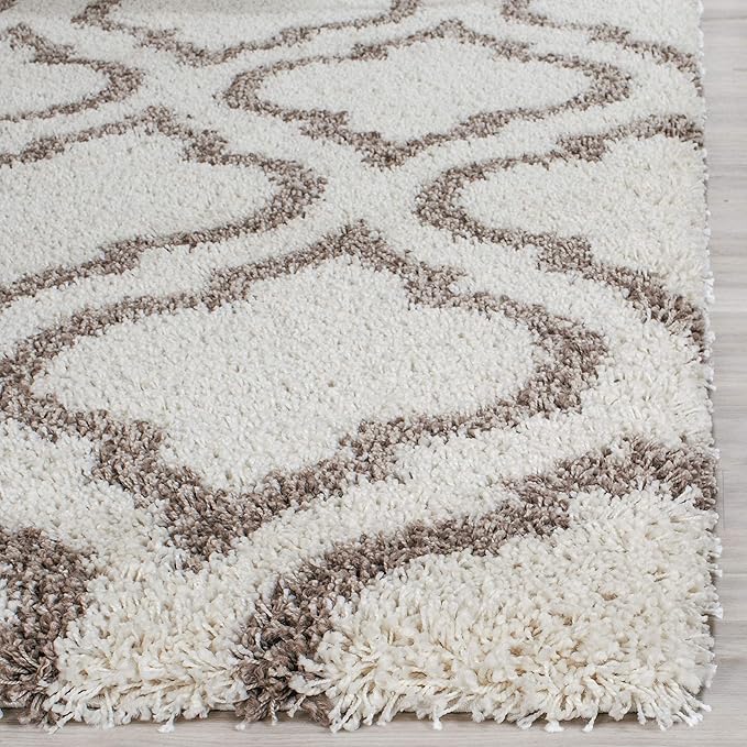 SAFAVIEH Hudson Shag Collection Runner Rug - 2'3" x 14', Ivory & Beige, Moroccan Design, Non-Shedding & Easy Care, 2-inch Thick Ideal for High Traffic Areas in Living Room, Bedroom (SGH284D)