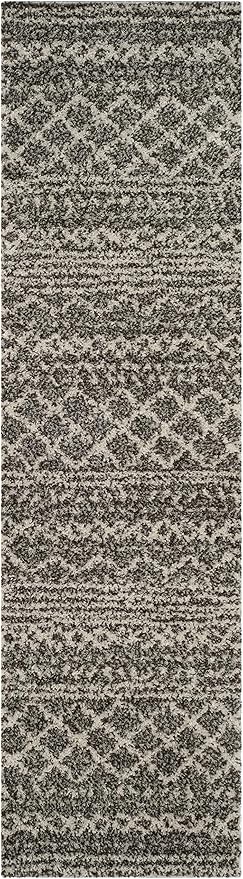 SAFAVIEH Arizona Shag Collection Runner Rug - 2'3" x 8', Brown & Ivory, Moroccan Design, Non-Shedding & Easy Care, 1.6-inch Thick Ideal for High Traffic Areas in Living Room, Bedroom (ASG741B)
