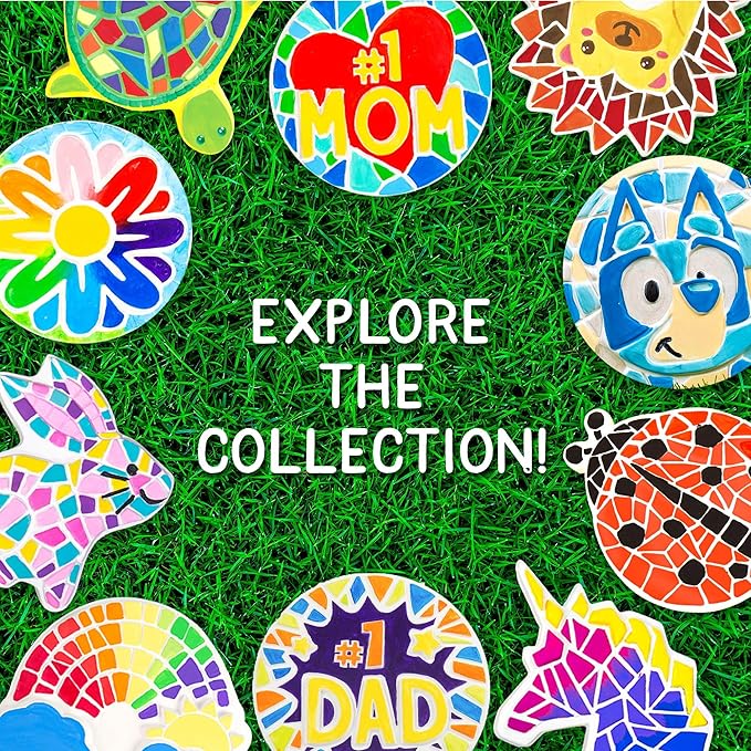 Creative Roots Handprint Stepping Stone, Includes 7-Inch Ceramic Stepping Stone & 6 Vibrant Paints, Garden Stepping Stone Kit, Paint Your Own Stepping Stone, DIY Stepping Stone for Kids Ages 8+ Red
