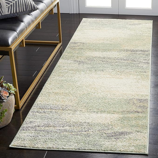 SAFAVIEH Adirondack Collection Runner Rug - 2'6" x 6', Ivory & Sage, Modern Abstract Design, Non-Shedding & Easy Care, Ideal for High Traffic Areas in Living Room, Bedroom (ADR112W)