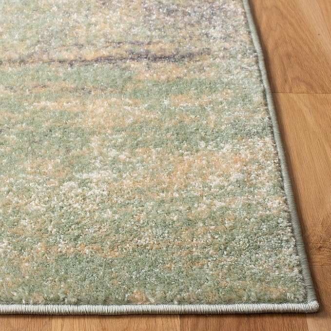 SAFAVIEH Adirondack Collection Runner Rug - 2'6" x 12', Ivory & Sage, Modern Abstract Design, Non-Shedding & Easy Care, Ideal for High Traffic Areas in Living Room, Bedroom (ADR112W)
