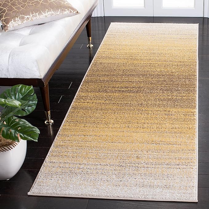 SAFAVIEH Adirondack Collection Runner Rug - 2'6" x 12', Gold & Ivory, Modern Ombre Design, Non-Shedding & Easy Care, Ideal for High Traffic Areas in Living Room, Bedroom (ADR142D)