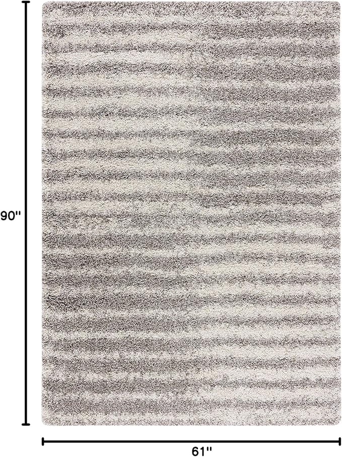 SAFAVIEH Hudson Shag Collection Area Rug - 5'3" x 7'6", Grey & Ivory, Modern Abstract Design, Non-Shedding & Easy Care, 2-inch Thick Ideal for High Traffic Areas in Living Room, Bedroom (SGH298F)