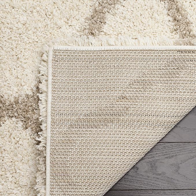 SAFAVIEH Hudson Shag Collection Runner Rug - 2'3" x 14', Ivory & Beige, Moroccan Trellis Design, Non-Shedding & Easy Care, 2-inch Thick Ideal for High Traffic Areas in Living Room, Bedroom (SGH283D)