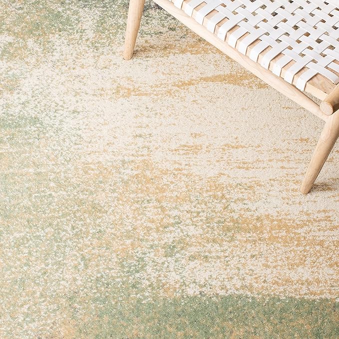 SAFAVIEH Adirondack Collection Runner Rug - 2'6" x 12', Ivory & Sage, Modern Abstract Design, Non-Shedding & Easy Care, Ideal for High Traffic Areas in Living Room, Bedroom (ADR112W)