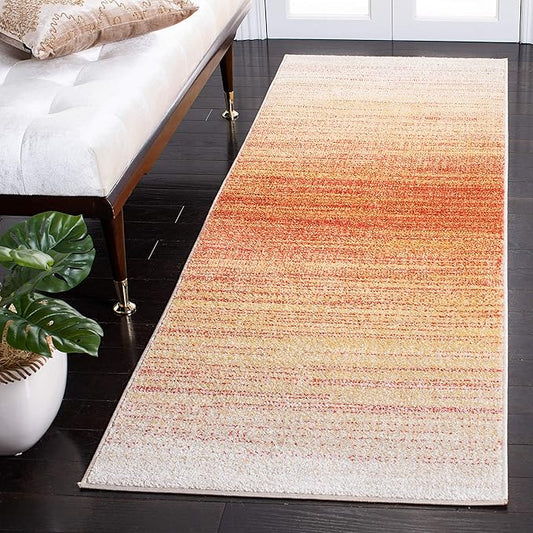 SAFAVIEH Adirondack Collection Runner Rug - 2'6" x 10', Orange & Red, Modern Ombre Design, Non-Shedding & Easy Care, Ideal for High Traffic Areas in Living Room, Bedroom (ADR142P)