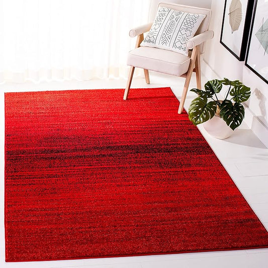 SAFAVIEH Adirondack Collection Accent Rug - 4' x 6', Red & Black, Modern Ombre Design, Non-Shedding & Easy Care, Ideal for High Traffic Areas in Entryway, Living Room, Bedroom (ADR142Q)