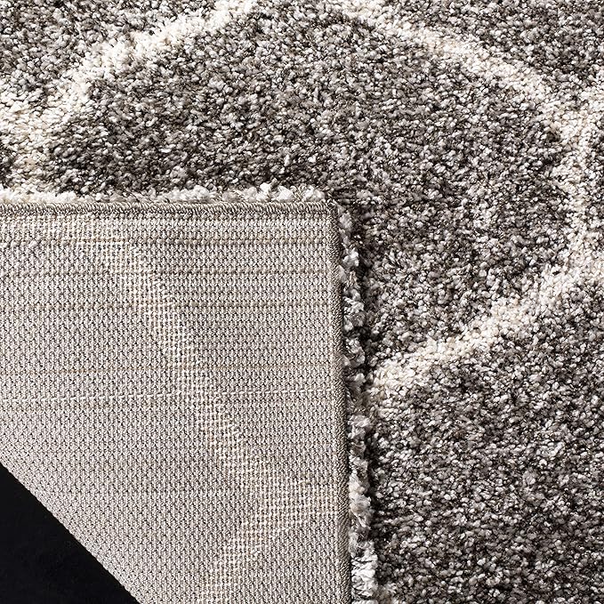 SAFAVIEH Hudson Shag Collection 9' Square Grey/Ivory SGH280B Moroccan Ogee Trellis Non-Shedding Living Room Bedroom Dining Room Entryway Plush 2-inch Thick Area Rug