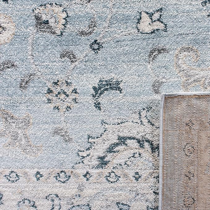 SAFAVIEH Isabella Collection Runner Rug - 2'2" x 7', Light Blue & Cream, Oriental Design, Non-Shedding & Easy Care, Ideal for High Traffic Areas in Living Room, Bedroom (ISA940M)
