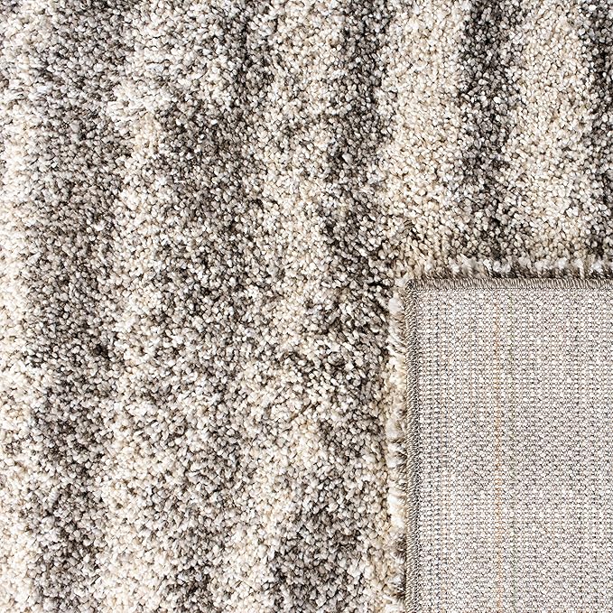 SAFAVIEH Hudson Shag Collection 7' Square Grey/Ivory SGH298F Modern Abstract Non-Shedding Living Room Bedroom Dining Room Entryway Plush 2-inch Thick Area Rug