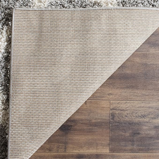 SAFAVIEH Dallas Shag Collection 2'3" x 10' Grey/Ivory SGDS257G Trellis Non-Shedding Living Room Bedroom Dining Room Entryway Plush 1.5-inch Thick Runner Rug