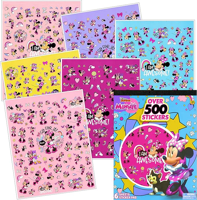 Disney Minnie Mouse Stickers Activity Bundle - Set Includes Minnie Mouse Sticker Pad, Minnie Mouse Reward Stickers, Minnie Mouse Puffy Stickers, and Castle Door Hanger