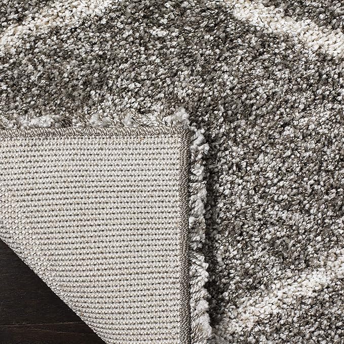 SAFAVIEH Hudson Shag Collection Runner Rug - 2'3" x 8', Grey & Ivory, Moroccan Trellis Design, Non-Shedding & Easy Care, 2-inch Thick Ideal for High Traffic Areas in Living Room, Bedroom (SGH280B)