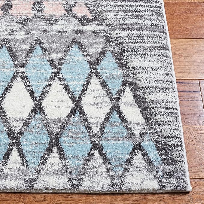 SAFAVIEH Carousel Kids Collection Runner Rug - 2'3" x 6', Grey & Pink, Boho Design, Non-Shedding & Easy Care, Ideal for High Traffic Areas for Boys & Girls in Playroom, Nursery, Bedroom (CRK117F)
