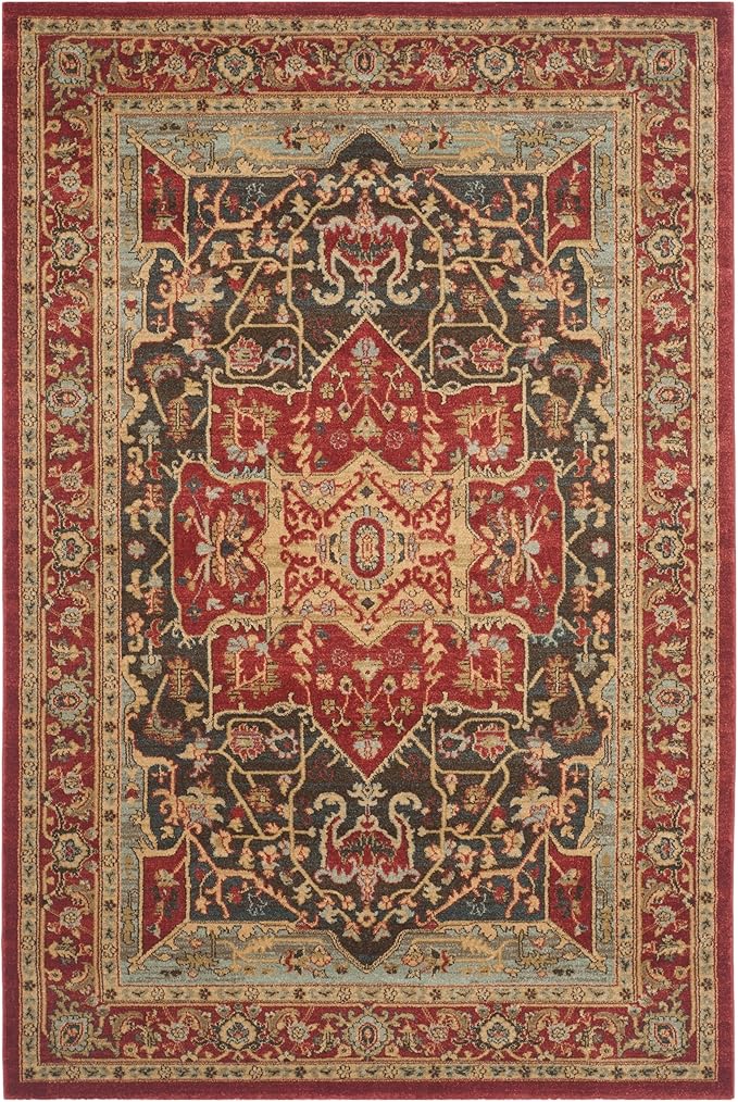 SAFAVIEH Mahal Collection Area Rug - 5'1" x 7'7", Red & Red, Traditional Oriental Design, Non-Shedding & Easy Care, Ideal for High Traffic Areas in Living Room, Bedroom (MAH625D)