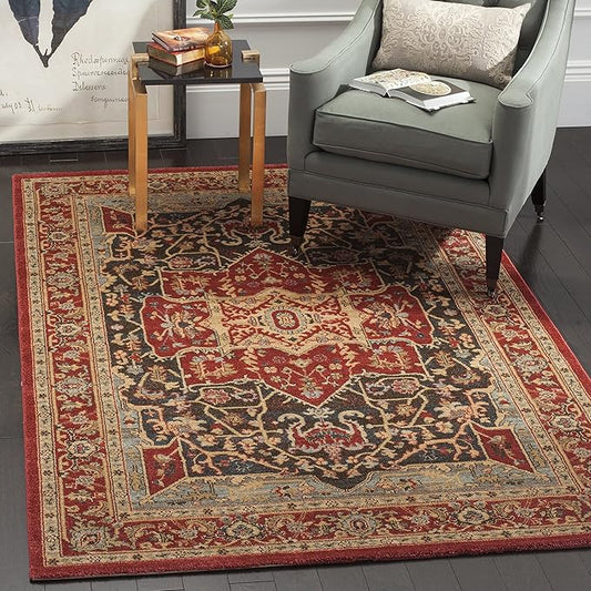 SAFAVIEH Mahal Collection Accent Rug - 4' x 5'7", Red & Red, Traditional Oriental Design, Non-Shedding & Easy Care, Ideal for High Traffic Areas in Entryway, Living Room, Bedroom (MAH625D)