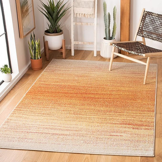 SAFAVIEH Adirondack Collection Accent Rug - 4' x 6', Orange & Red, Modern Ombre Design, Non-Shedding & Easy Care, Ideal for High Traffic Areas in Entryway, Living Room, Bedroom (ADR142P)