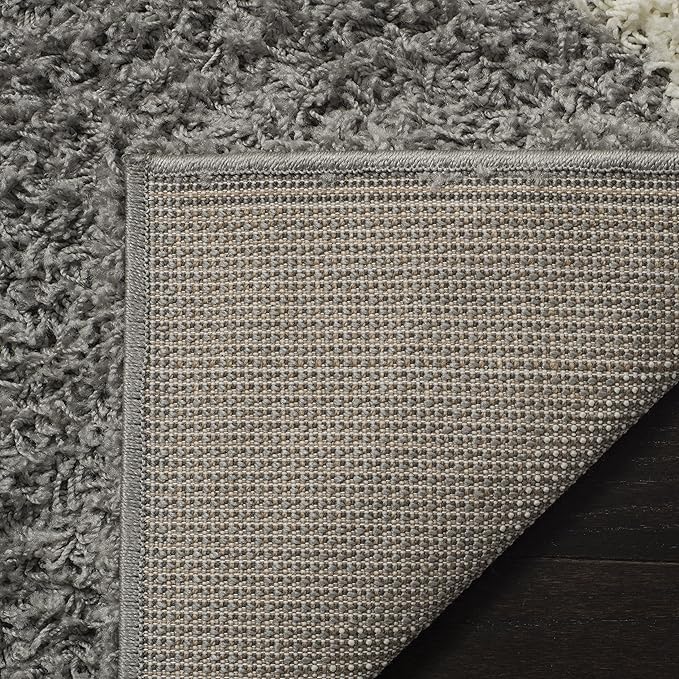 SAFAVIEH Dallas Shag Collection 2'3" x 8' Grey/Ivory SGDS257G Trellis Non-Shedding Living Room Bedroom Dining Room Entryway Plush 1.5-inch Thick Runner Rug