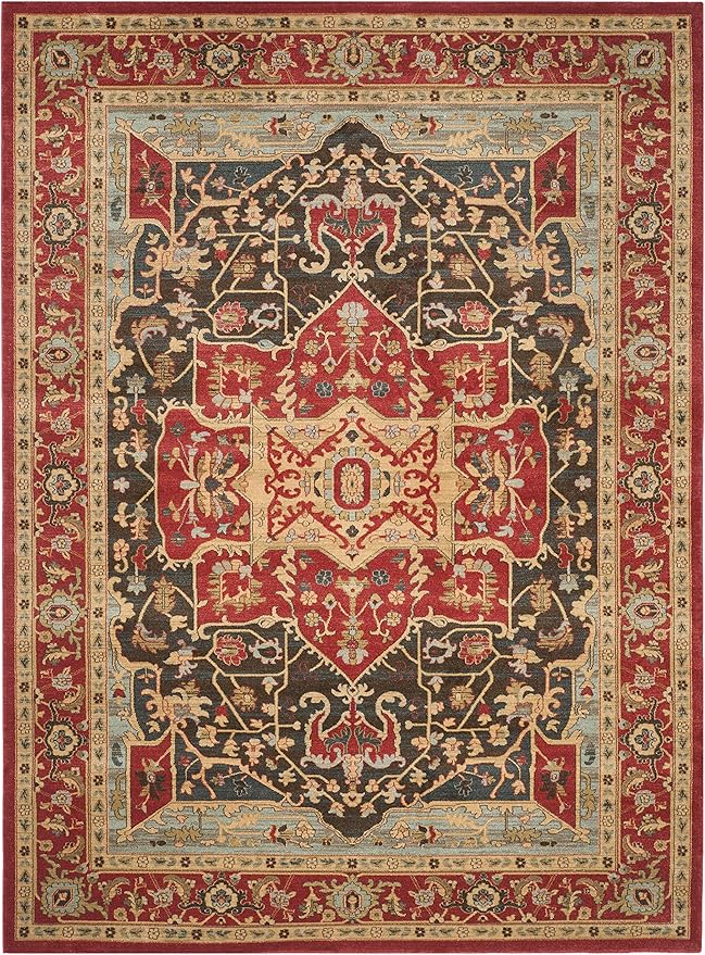 SAFAVIEH Mahal Collection 9' x 12' Red Red MAH625D Traditional Oriental Non-Shedding Living Room Bedroom Dining Home Office Area Rug