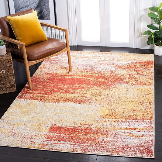 SAFAVIEH Adirondack Collection Accent Rug - 4' x 6', Rust & Gold, Modern Abstract Design, Non-Shedding & Easy Care, Ideal for High Traffic Areas in Entryway, Living Room, Bedroom (ADR112P)