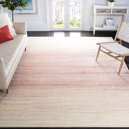 SAFAVIEH Adirondack Collection X-Large Area Rug - 11' x 15', Pink & Ivory, Modern Ombre Design, Non-Shedding & Easy Care, Ideal for High Traffic Areas in Living Room, Bedroom (ADR142U)
