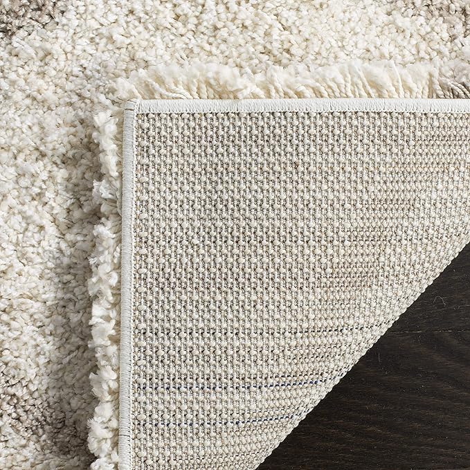 SAFAVIEH Hudson Shag Collection Runner Rug - 2'3" x 16', Ivory & Beige, Trellis Design, Non-Shedding & Easy Care, 2-inch Thick Ideal for High Traffic Areas in Living Room, Bedroom (SGH280D)