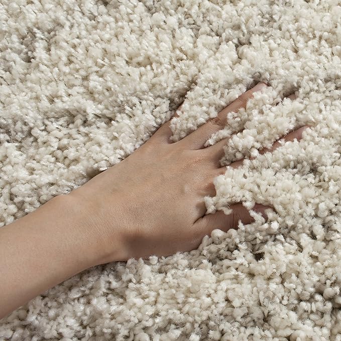 SAFAVIEH Arizona Shag Collection Runner Rug - 2'3" x 12', Ivory & Beige, Moroccan Design, Non-Shedding & Easy Care, 1.6-inch Thick Ideal for High Traffic Areas in Living Room, Bedroom (ASG741A)