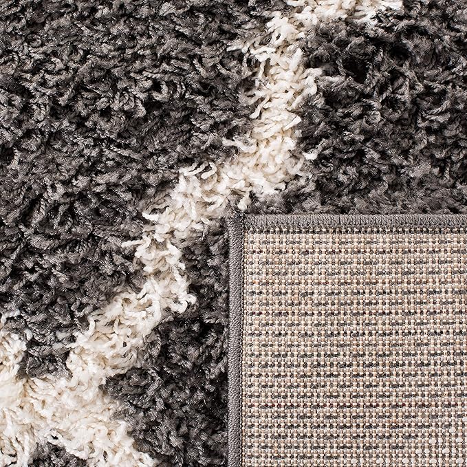 SAFAVIEH Dallas Shag Collection 2'3" x 8' Dark Grey/Ivory SGDS257A Trellis Non-Shedding Living Room Bedroom Dining Room Entryway Plush 1.5-inch Thick Runner Rug