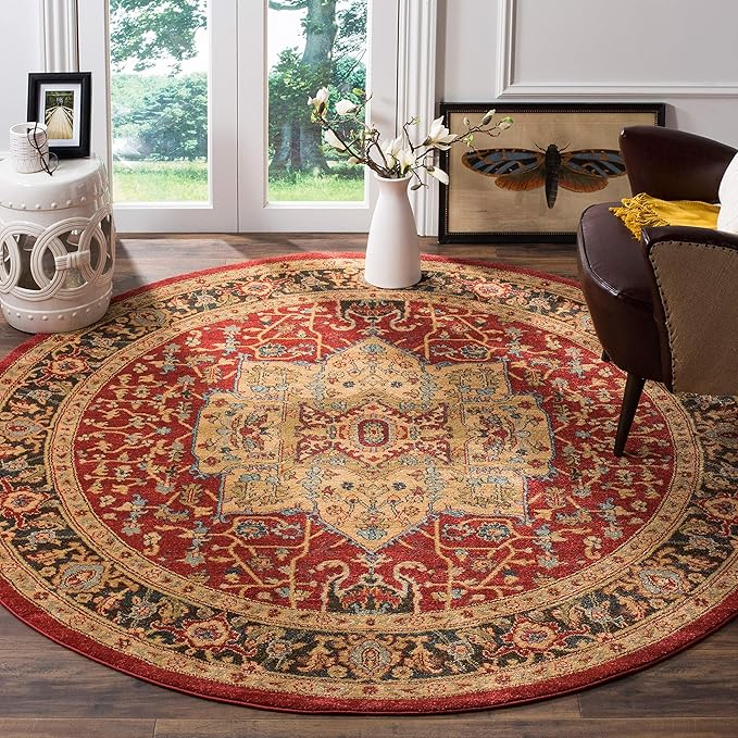 SAFAVIEH Mahal Collection Accent Rug - 3' x 5', Natural & Navy, Traditional Oriental Design, Non-Shedding & Easy Care, Ideal for High Traffic Areas in Entryway, Living Room, Bedroom (MAH625B)