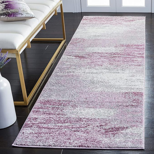SAFAVIEH Adirondack Collection Runner Rug - 2'6" x 12', Grey & Purple, Modern Abstract Design, Non-Shedding & Easy Care, Ideal for High Traffic Areas in Living Room, Bedroom (ADR112V)