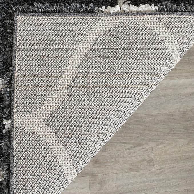 SAFAVIEH Hudson Shag Collection Accent Rug - 3' x 5', Dark Grey & Ivory, Trellis Design, Non-Shedding & Easy Care, 2-inch Thick Ideal for High Traffic Areas in Entryway, Living Room, Bedroom (SGH280G)