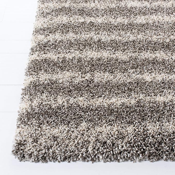 SAFAVIEH Hudson Shag Collection 7' Square Grey/Ivory SGH298F Modern Abstract Non-Shedding Living Room Bedroom Dining Room Entryway Plush 2-inch Thick Area Rug