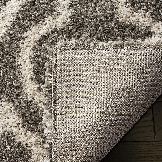 SAFAVIEH Hudson Shag Collection Runner Rug - 2'3" x 14', Grey & Ivory, Moroccan Design, Non-Shedding & Easy Care, 2-inch Thick Ideal for High Traffic Areas in Living Room, Bedroom (SGH284B)